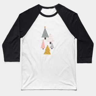 Christmas Trees on Black Baseball T-Shirt